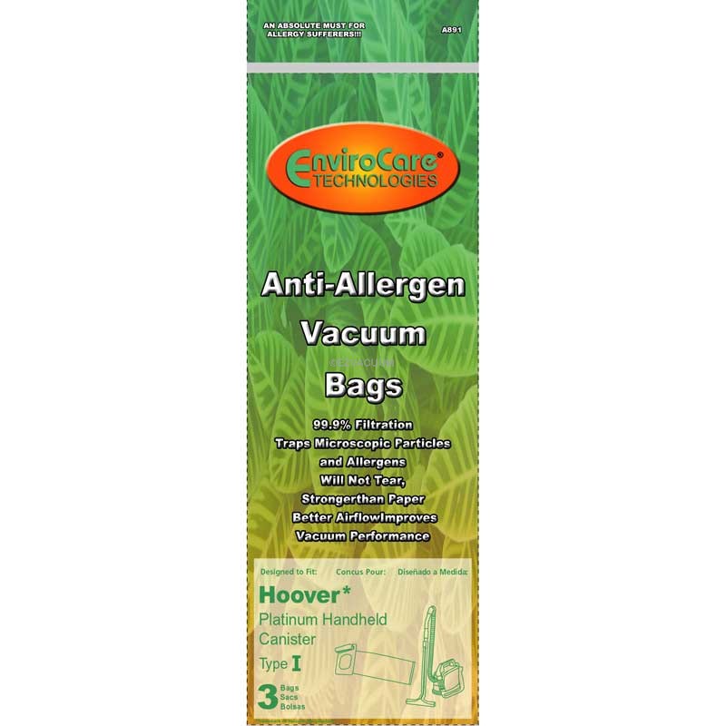 Hoover Platinum Upright Anti-Allergen Type Q Bags 3 Pk Generic Part A890 
