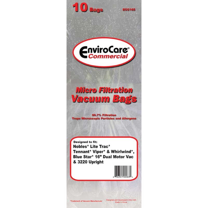 Vacuum Cleaner Paper Bags 10pk Tennant ECC165 Nobles Lite Trac 