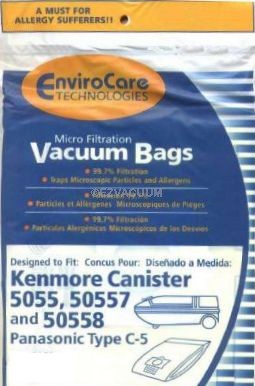 Fits 5055 50557 50558 Panasonic for sale online Kenmore Canister Type C Vacuum Bags 12 Pack 