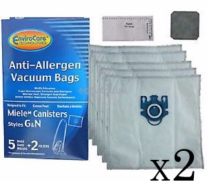 EnviroCare Technologies Vacuum Bags P205 Miele Canisters F J M 5 Bags 2 Filters for sale online 