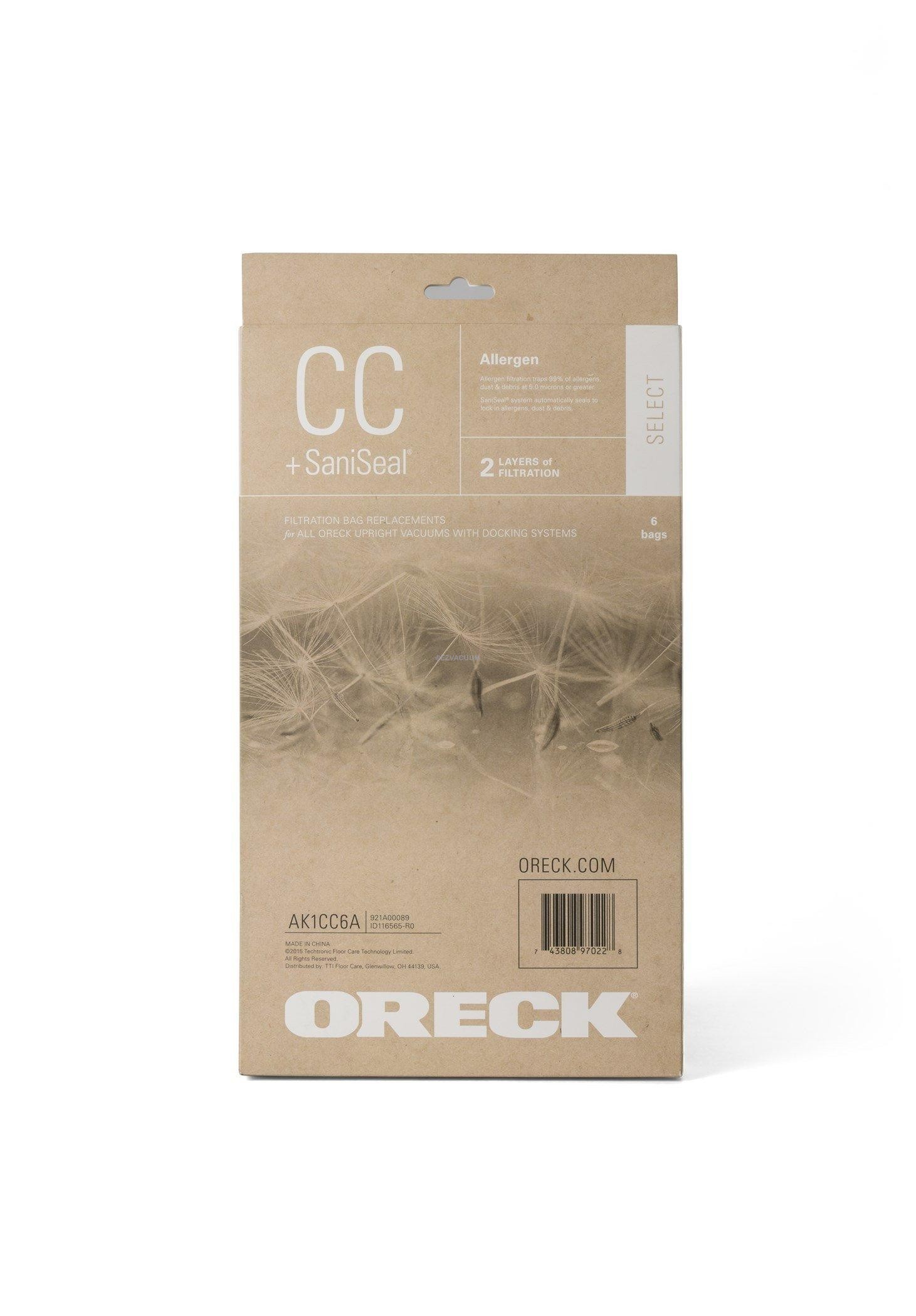 AK1CC6A Upright Bags Oreck Select Allergen Filtration 6pk 
