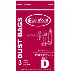 Dirt Devil Type D 3-670075-001 Vacuum Bags - Generic - 3 pack