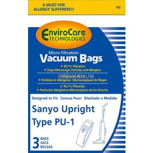 Sanyo Style PU-1 Upright Vacuum Bags - 3 Pack - Generic