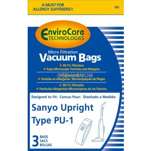 Sanyo SCPU1 Performax Series Vacuum Cleaner Bags - 3 Pack