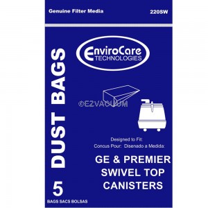 GE C Series 405329 Vacuum Bags for Premier Whirlwind Swivel Top Canister - 5 Pack