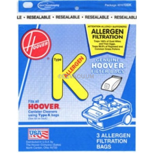 Hoover Type K Vacuum Bags 4010100K, 4010028K - 3 pack
