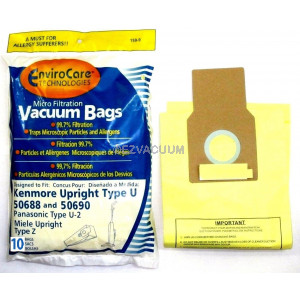 Kenmore 50688 Vacuum Bags Microfiltration with Closure - 9 Pack, Panasonic U-2 Vacuums