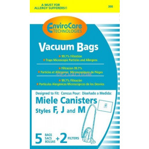 EnviroCare Replacement Bags for Miele F J M Microfiltration Vacuum Bags - 15 Bags + 6 Filters