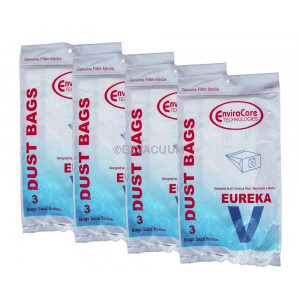12 Eureka Style V Vacuum Bags, Power Team, Powerline, Canisters, World Vac, Home Cleaning System Vacuum Cleaners, 3