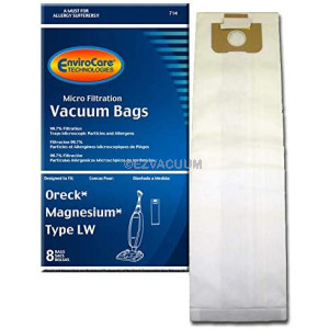 EnviroCare Replacement Vacuum Cleaner Dust Bags made to fit Oreck Magnesium Type LW Uprights 8 Pack