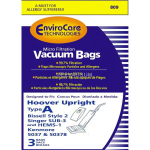 Bissell 32014 Style 2 ANTI-BACTERIAL bags- Generic - 3 pack