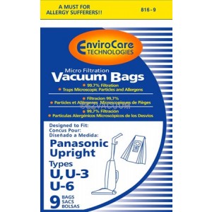 For Panasonic Type U U-3 and U-6 Upright Vacuum Cleaner Bags 6pk By Envirocare 9780911116519 