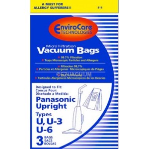 Panasonic U U-3 U-6 Microfiltration Vacuum Bags - 15 Bags