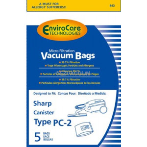 Sharp PC-2 Canister Vacuum Bags. Also replaces EC-PC4 - Generic - 5 pack