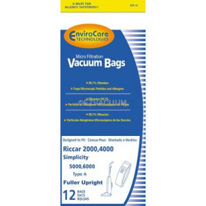 Riccar C13 Type A Vacuum Cleaner Bags for 2000, 4000 & R Series - 12 PACK