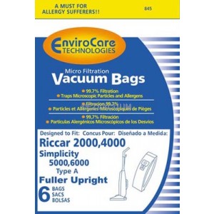 Simplicity Type A 5000, 6000 Vacuum Bags - 6 pack. Replaces part S6-3, S6 Bags