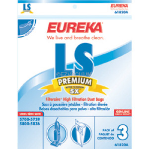 Eureka  LS  Filteraire Vacuum Bags 61820A - Genuine - 3 Pack