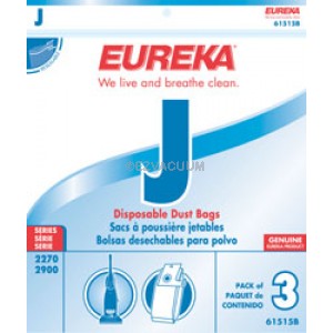 Eureka J Vacuum Bags 61515A, 61515B, 61515C - Genuine - 3 Pack