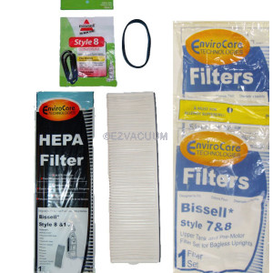 Bissell Lift-Off Vacuum Cleaner kit - 1 Year Supply  Maintenance - Style 7/8 Up Tank Filter Kit,  Style 8/14 Filter, 2 Style 8 Belts