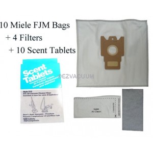Miele Type F, J  M HEPA Synthetic Cloth Vacuum Cleaner Dustbags 9 Bags 2 Filters 8 Scent Tablets