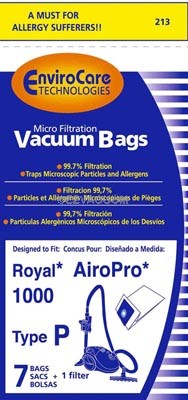 1 Filter by Envirocare Royal AiroPro Type P Vacuum Bags 7 Pack 