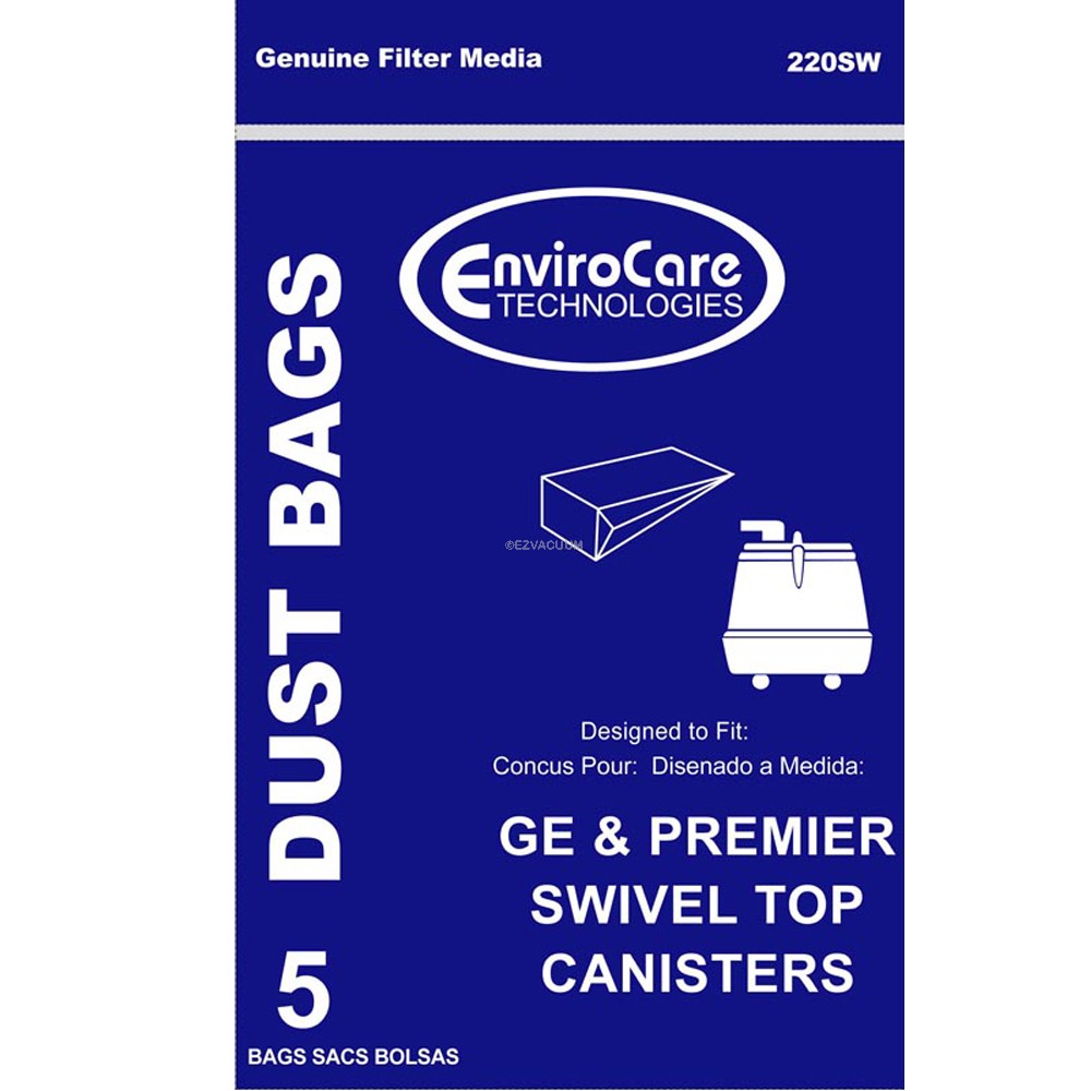 General Electric GE & Premier Swivel Top Canister vacuum cleaner Bags 5/ PKG 