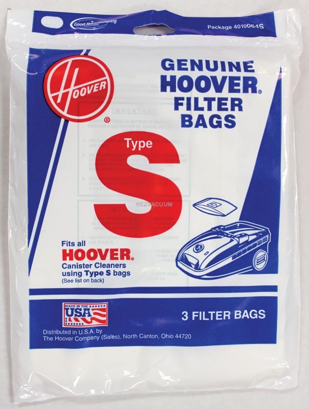 1 Package of 3 Genuine Hoover S Type Filter Vacuum Bags 4010064S