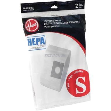Hoover Canister Vacuum Cleaner Type S Hepa Bags 2 Pk Genuine Part # 4010808S 