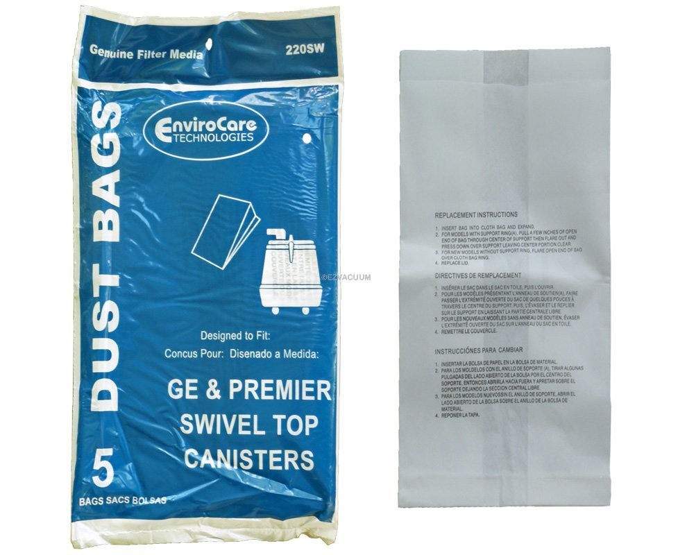5 Ge Part #1400es Str21339 Swivel Top Vacuum Bags C1-c18 Whirlwind Everclean for sale online 