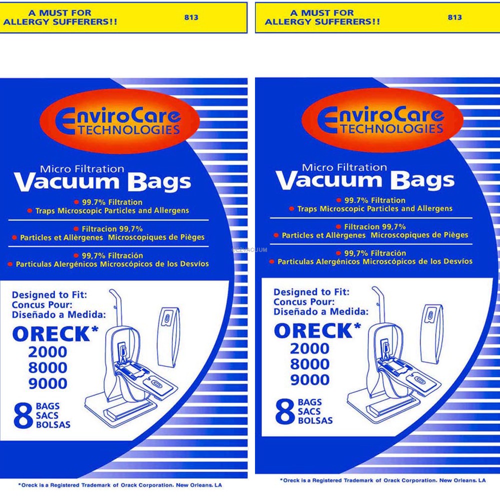 9 PACK Oreck Vacuum Bags PK80009 XL Uprights without a Bag Docking System 