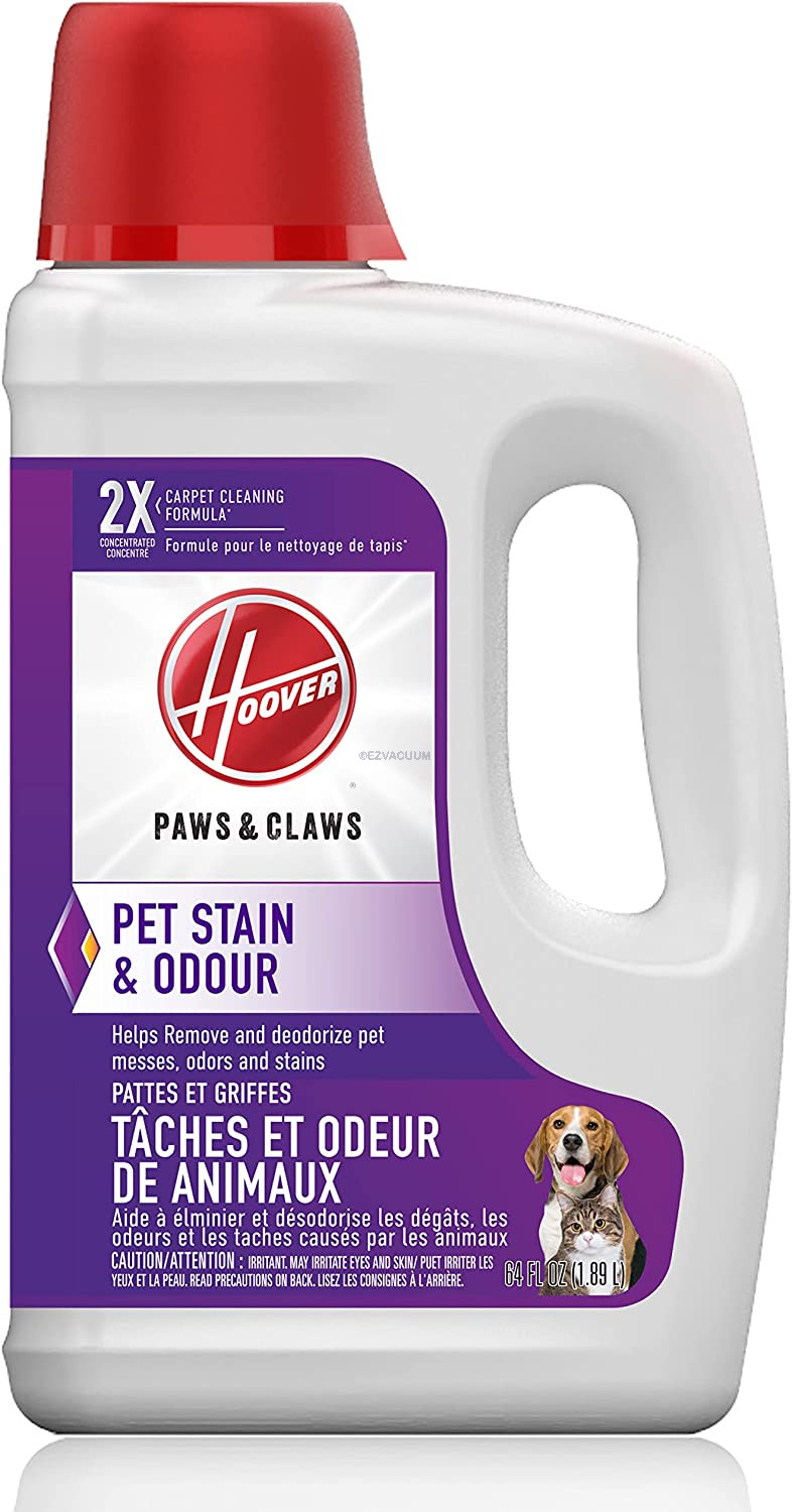Hoover Paws Claws Deep Cleaning Carpet Shampoo With Stainguard Concentrated Machine Cleaner Solution For Pets Enzymatic 64oz Formula Ah30925