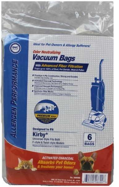 6 Universal HEPA Cloth Bags for Kirby Vacuum F Style Avalir Sentria