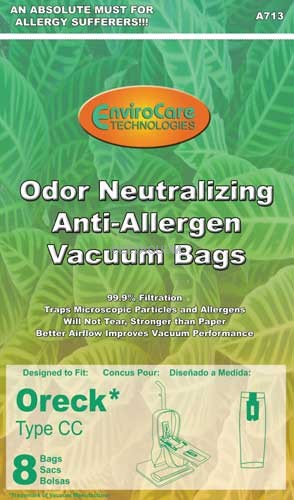 8 Oreck HEPA Odor Neutralizing Type CC CCPK8OF Upright XL Vacuum Cleaner Bags 