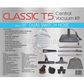 CENTRAL VAC KIT-TITAN T5,CLASSIC,35FT HOSE W/PIG. DUAL SWITCH,POVY V POWER NOZZLE & TOOLS