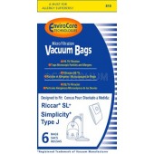 Riccar RSLP-6 Type J Vacuum Cleaner Bags for Supralite Plus SL+ Canister - 6 Pack