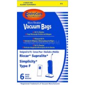 Riccar RSL Supralite Type F Lightweight Upright Replacement Paper Bags. 6 pack