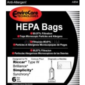 PAPER BAGS-RICCAR,W,BRILLIANT,SIMPLICITY,SYNCHRONY STYLE ''W'',6PK,FILTRETE PAPER