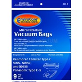 EnviroCare Kenmore Micro-Filtration Canister Vacuum Bags,5055, 50557, 50558 and Panasonic Type C-5 (9 Bags)