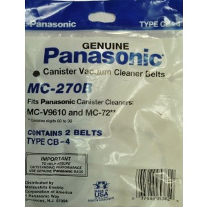 Panasonic Type CB-4 Vacuum Belt MC-270B For Canisters Vacuums # MC270B,CB4 2PacK